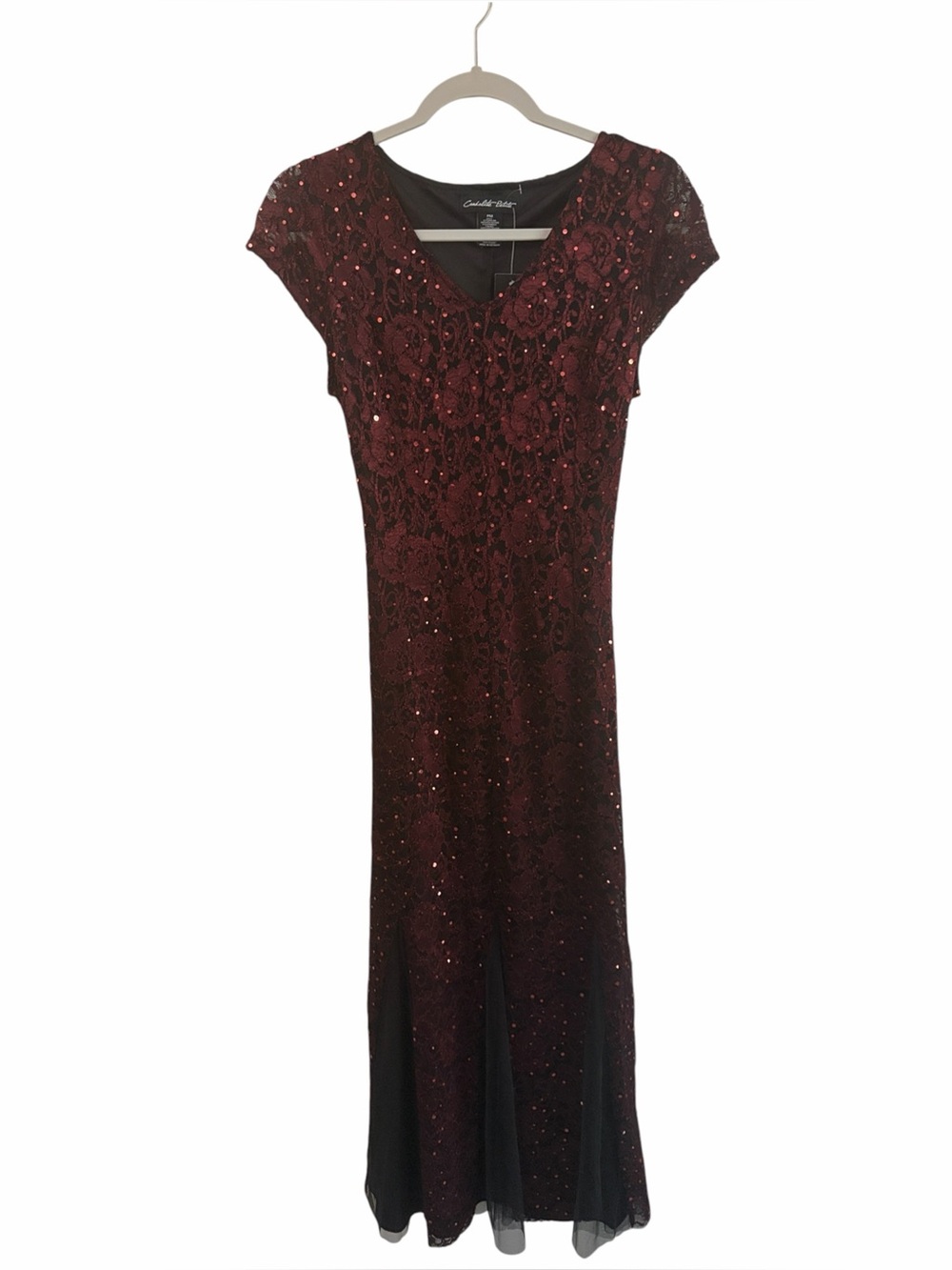 Candalite Petite Holiday Whimsigoth Burgundy Sequin Lace Evening Dress Size MP